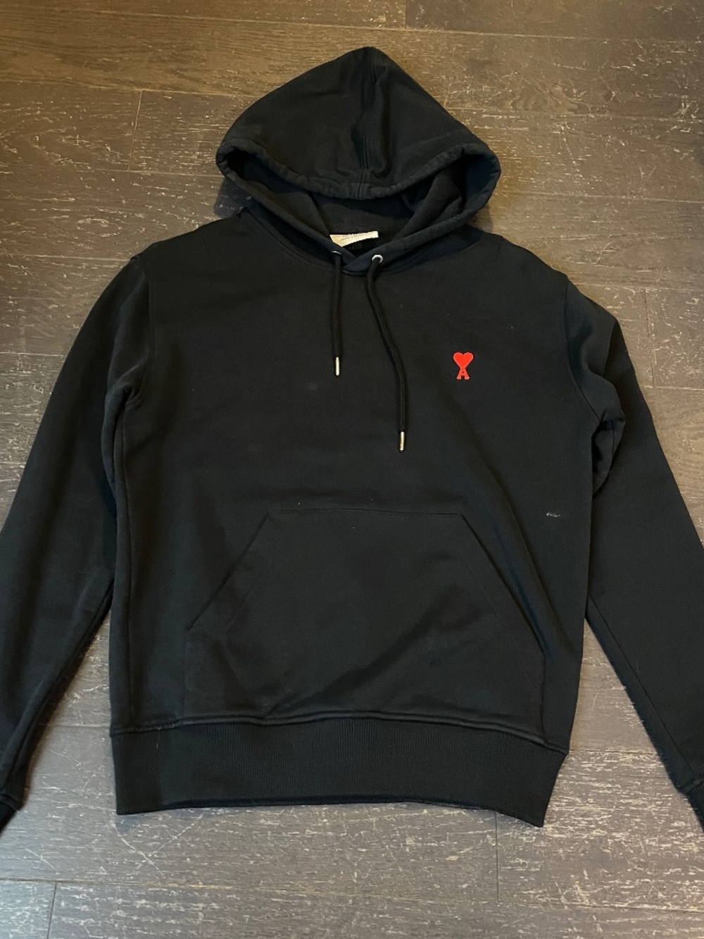 Ami Paris Hoodie AMI DE COEUR Heart Logo Black Women's SMALL